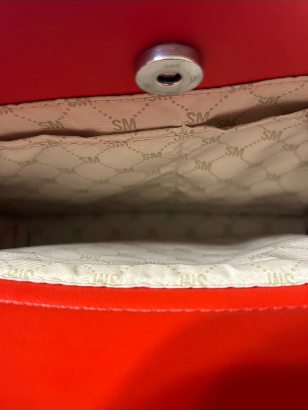 Steve Madden Red Jeweled Logo Structured Satchel with 2 straps - Picture 8 of 11